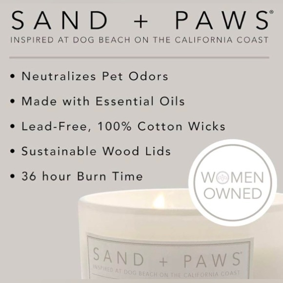 SAND + PAWS Two Wick Odor Neutralizing Scented Candle 12 Oz $28 Retail NEW - Picture 2 of 10
